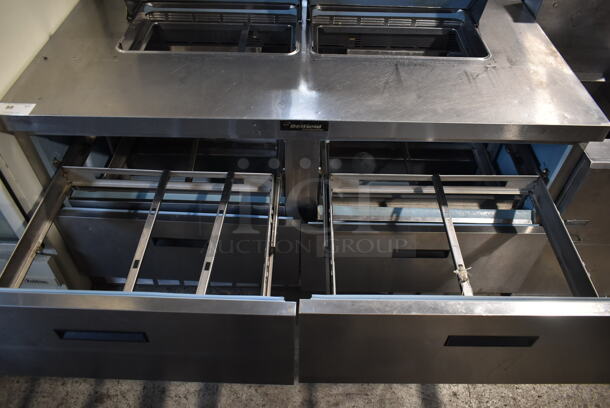 Delfield Stainless Steel Commercial Sandwich Salad Prep Table Bain Marie Mega Top w/ 4 Drawers. Tested and Powers On But Does Not Get Cold - Image 6 of 7