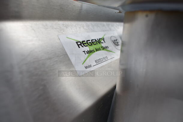 2 BRAND NEW SCRATCH AND DENT! Regency 600S31515 54" 16-Gauge Stainless Steel Three Compartment Commercial Sink with Galvanized Steel Legs and without Drainboards - 15" x 15" x 12" Bowls. No Legs. 2 Times Your Bid!  - Image 9 of 9