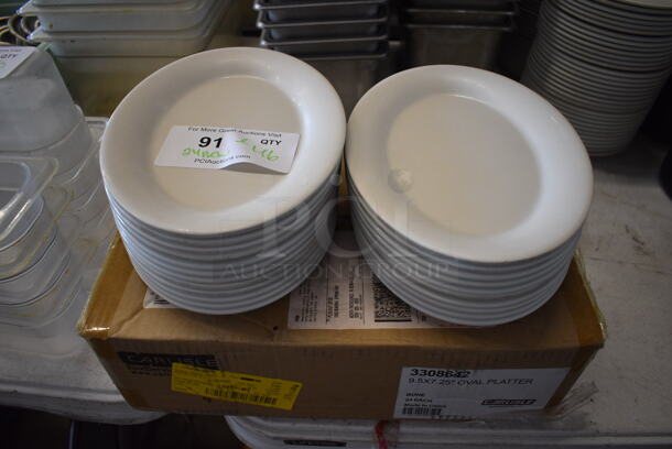 ALL ONE MONEY! Lot of 46 White Poly Plates. 24 Are BRAND NEW IN BOX. 9.5x7x1