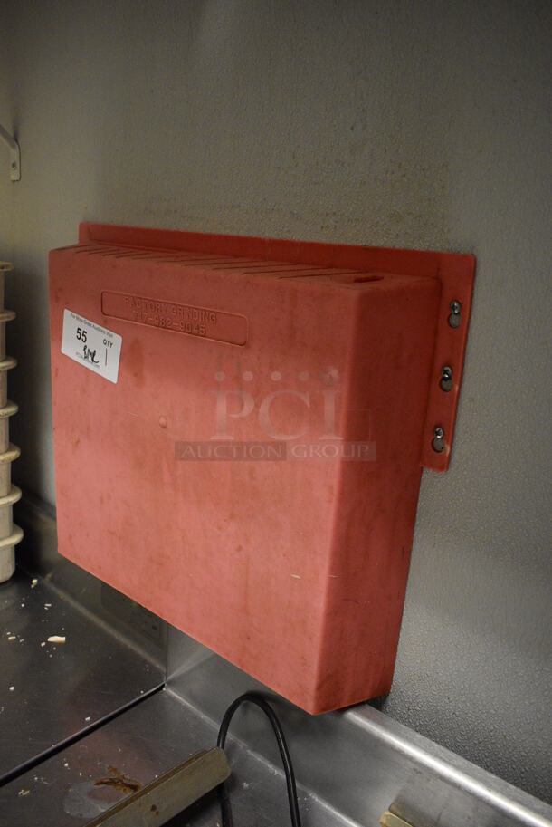 Red Poly Wall Mount Knife Holder. 20x3x16. BUYER MUST REMOVE. (kitchen) - Image 2 of 4