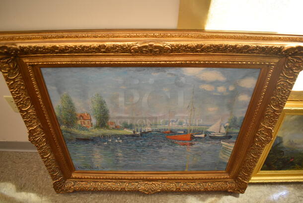 Framed Canvas Painting Reproduction of Argenteuil by Claude Monet From Art Dealer Ed Mero! - Image 1 of 8