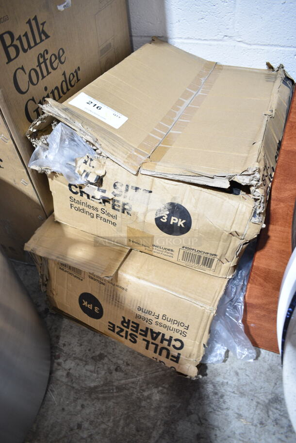 2 BRAND NEW SCRATCH AND DENT! 100FLDCHF3PK Choice Economy 8 Qt. Full Size Stainless Steel Chafer with Folding Frame - 3/Case. 2 Times Your Bid!  - Image 2 of 4