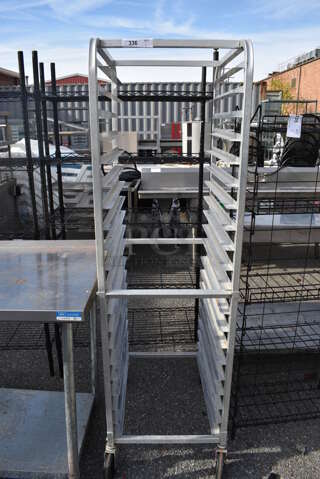 Metal Commercial Pan Transport Rack on Commercial Casters. 20.5x26x70