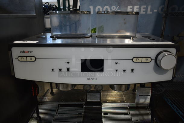 2018 Schaerer Barista Stainless Steel Commercial Countertop 2 Group Espresso Machine w/ 2 Steam Wands and 2 Hoppers. 208/240 Volts, 1 Phase. - Image 3 of 5
