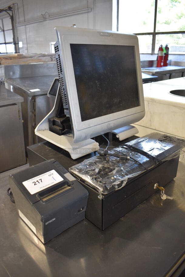 PAR Model M7700 15" POS Monitor, Epson Model M244A Receipt Printer, Keyboard and Metal Cash Drawer - Image 8 of 8