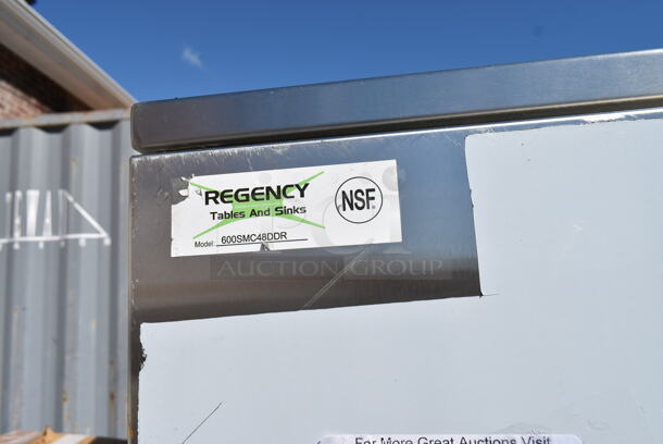 BRAND NEW SCRATCH AND DENT! Regency 600SMC48DDR Stainless Steel Commercial 2 Door Mop Sink Cabinet.  - Image 8 of 8