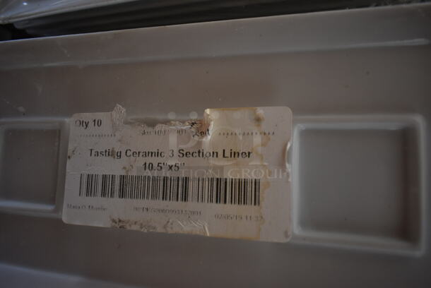ALL ONE MONEY! Lot of 285 BRAND NEW White Ceramic Tasting 3 Section Liners. - Image 5 of 5