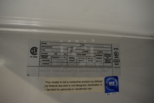 Kelvinator Model T80MGP Metal Commercial 3 Door Reach In Cooler Merchandiser w/ Poly Coated Racks on Commercial Casters. 115 Volts, 1 Phase. 78x37x78. Tested and Working! - Image 2 of 6