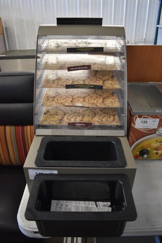 Nemco Brown Metal Countertop Cookie Display Case Merchandiser w/ Drink Holder Display and 2 Insulated Drop In Bins. 15.5x22x23.5.