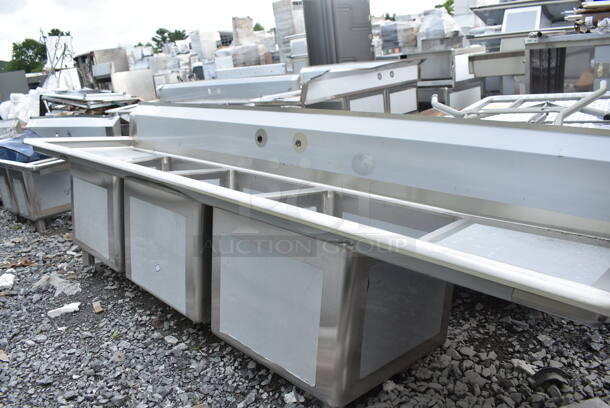 BRAND NEW SCRATCH AND DENT! Regency 600S31818218 Stainless Steel 3 Bay Sink w/ Dual Drain Boards. No Legs. - Image 3 of 9
