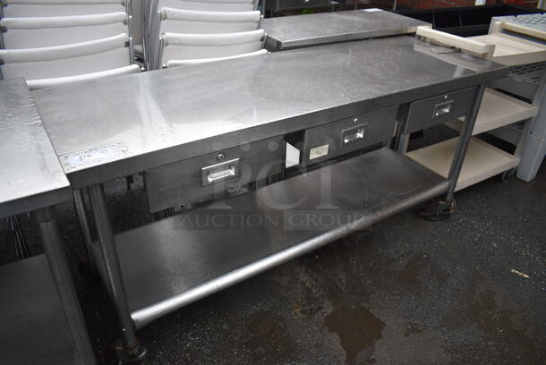 Stainless Steel Table w/ 3 Drawers and Stainless Steel Under Shelf on Commercial Casters. 72x24x34.5 - Image 1 of 7