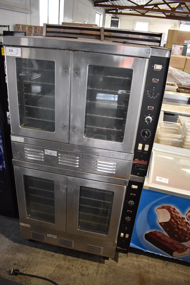 2 Vulcan Snorkel Stainless Steel Commercial Gas Powered Full Size Convection Oven w/ View Through Doors, Metal Oven Racks and Thermostatic Controls. Missing Door Handles. 40x36x79. 2 Times Your Bid! - Image 3 of 9