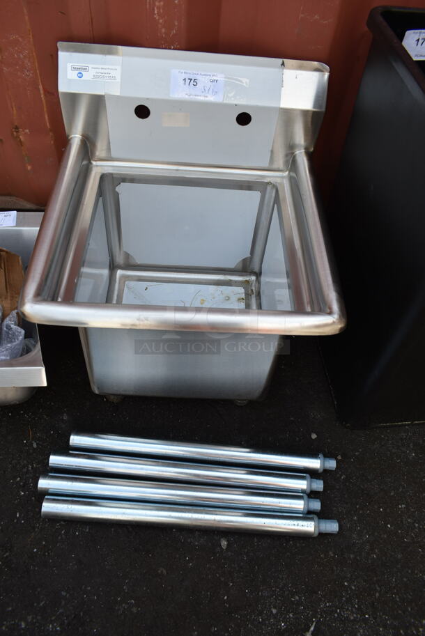 BRAND NEW SCRATCH AND DENT! Steelton 522CS11515 20 1/2" 18-Gauge Stainless Steel One Compartment Commercial Sink without Drainboard - 15" x 15" x 12" Bowl - Image 2 of 5