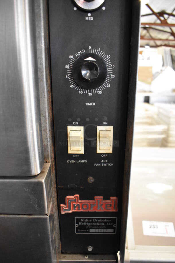 2 Vulcan Snorkel Stainless Steel Commercial Gas Powered Full Size Convection Oven w/ View Through Doors, Metal Oven Racks and Thermostatic Controls. Missing Door Handles. 40x36x79. 2 Times Your Bid! - Image 4 of 9