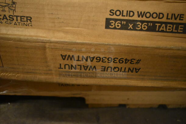 4 BRAND NEW SCRATCH AND DENT! Lancaster Table & Seating 3493636ANTWA 36" x 36" Solid Wood Live Edge Table Top with Antique Walnut Finish. 4 Times Your Bid! - Image 3 of 4