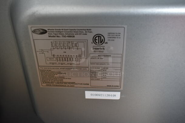 BRAND NEW SCRATCH AND DENT! Whynter TSO-488GB Stainless Steel Commercial Countertop Multi-Function Intelligent Convection Steam Oven Air Fryer. 120 Volts, 1 Phase. Tested and Working! - Image 10 of 10