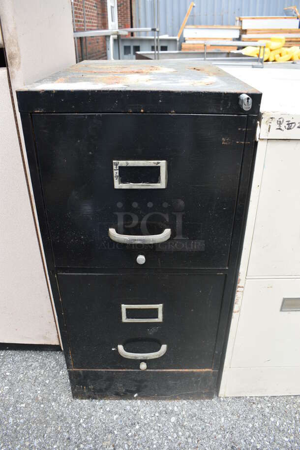 Black Metal 2 Drawer Filing Cabinet. 15x25x30.5