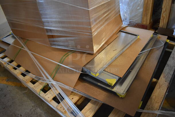 PALLET LOT OF Various BRAND NEW Items Including Stainless Steel Panels, Royston 72003133-296 3 Tier Rack and Royston 72003485-007 Chip Racks  - Image 4 of 7