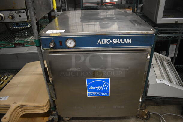 Alto Shaam Model 750-S Stainless Steel Commercial Heated Holding Cabinet on Commercial Casters. 120 Volts, 1 Phase. 25.5x31x33.5. Tested and Working!