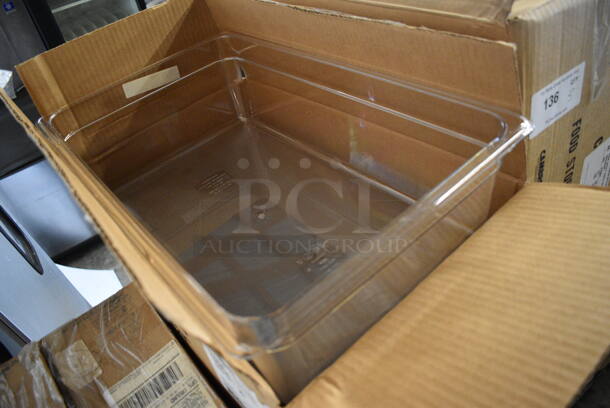 ALL ONE MONEY! Lot of 6 BRAND NEW IN BOX! Cambro Clear Poly Full Size Drop In Bins! 1/1x6 - Image 2 of 3