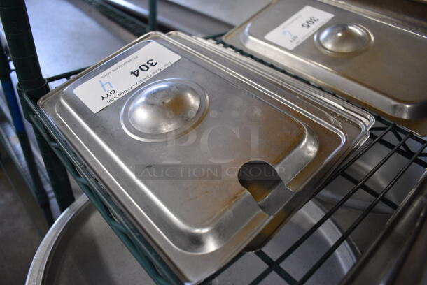 4 Stainless Steel 1/4 Size Drop In Bin Lids. 1 Lid Is Notched. 4 Times Your Bid! - Image 2 of 3