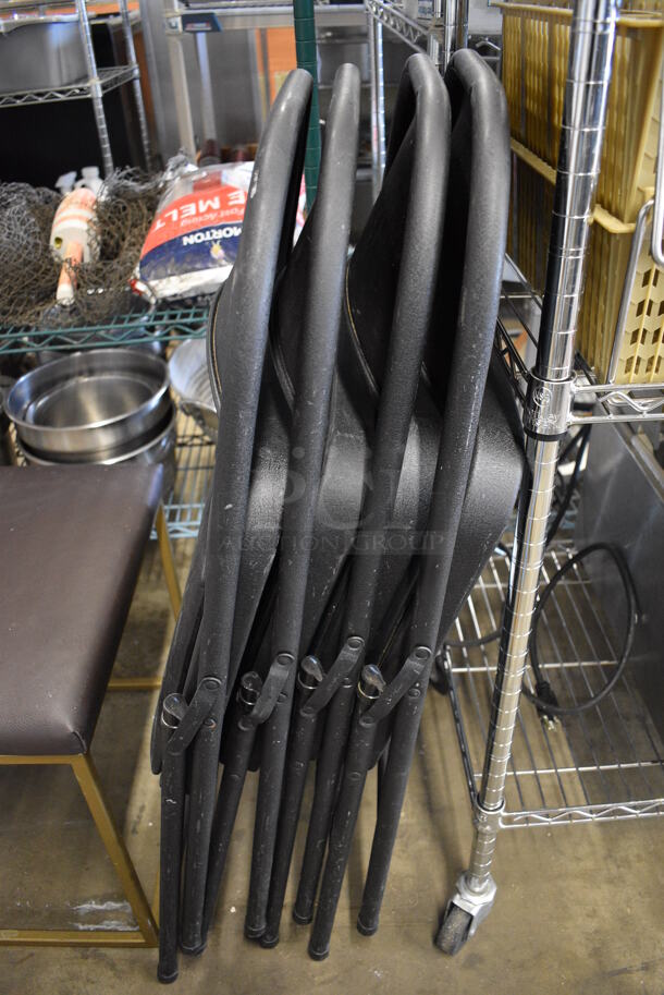 4 Black Metal Folding Chairs w/ Black Seat Cushion. 20x2x34. 4 Times Your Bid! - Image 3 of 3