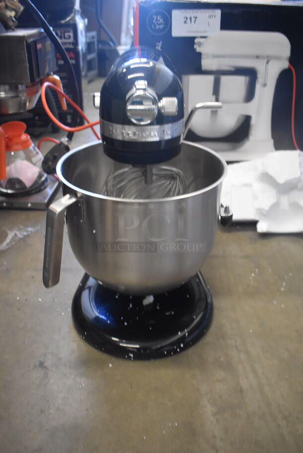 BRAND NEW IN BOX! KitchenAid KSM8990OB Black Metal Countertop Bowl Lift 8 Quart Mixer w/ Mixing Bowl, Dough Hook, Paddle and Whisk Attachments. 120 Volts, 1 Phase. 10x17x17. Tested and Working! - Image 1 of 5