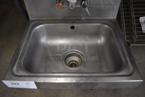 Advance Tabco Stainless Steel Commercial Single Bay Wall Mount Sink w/ Faucet and Handles. 17.5x15x21 - Image 4 of 5