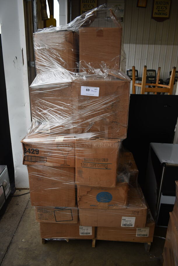 PALLET LOT of Approximately 25 Various Boxes of BRAND NEW Dishes Including Glasses and Mugs. - Image 1 of 5