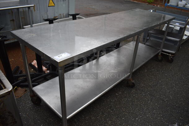 Stainless Steel Table w/ Stainless Steel Under Shelf on Commercial Casters. 96x30x36