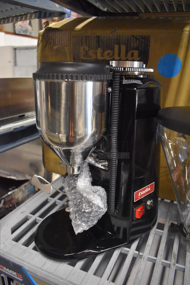 BRAND NEW IN BOX! Estella Caffe 236ECEGOD Stainless Steel Commercial Countertop On Demand Espresso Bean Grinder. 120 Volts, 1 Phase. 9x11x24. Tested and Working! - Image 3 of 6