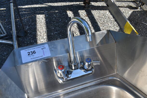 Stainless Steel Commercial Single Bay Sink w/ Faucet, Handles and Side Splash Guards. 16x15x17 - Image 3 of 5