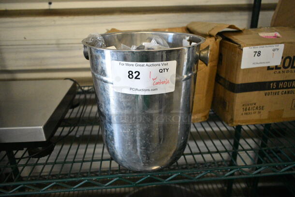 Stainless Steel Champagne Bucket w/ Contents Including Winco 0002-01 Windsor Teaspoon. - Image 1 of 3