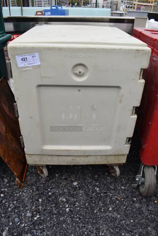 Cambro Tan Poly Insulated Food Carrying Case on Commercial Casters. 25.5x33.5x37