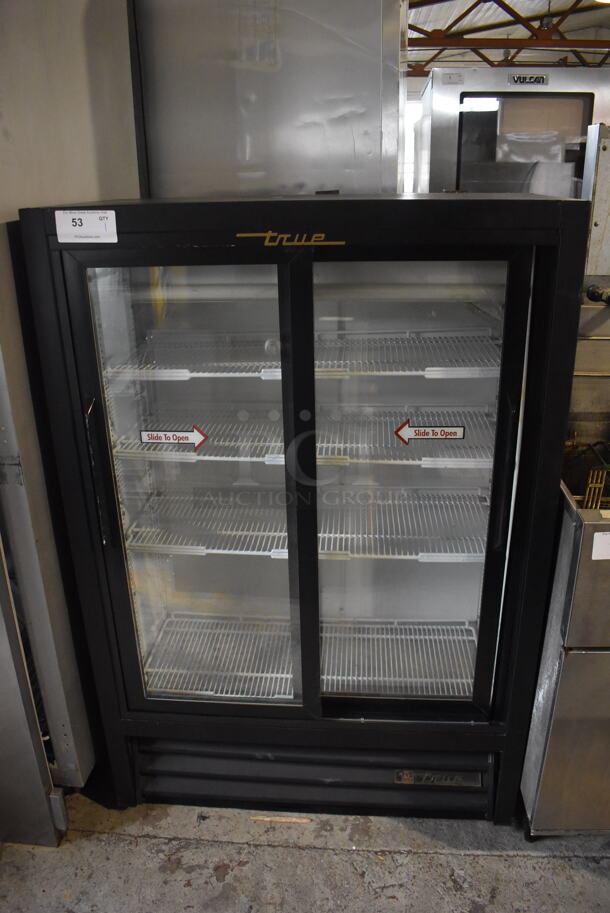 True GDM-33SSL-54 Commercial 2 Sliding Door Reach in Cooler in Black With Polycoated Racks. 115V/Phase 1 Tested And Working - Image 1 of 6