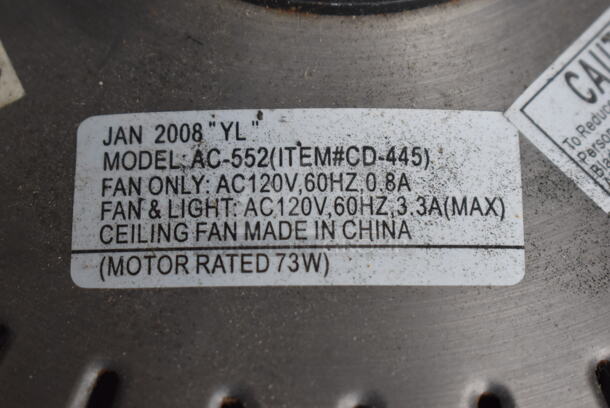 Metal Ceiling Mount Fan w/ 5 Wood Pattern Blades. Base 16x16x12 - Image 6 of 6