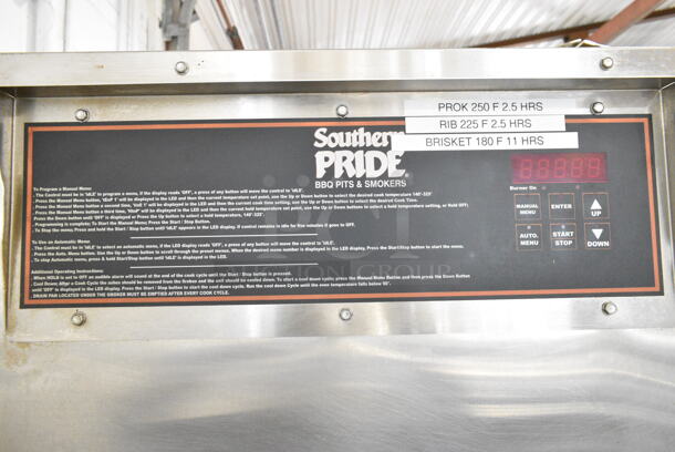 2019 Southern Pride SRG-400 Stainless Steel Commercial Floor Style Natural Gas Powered Smoker on Commercial Casters. 65,000 BTU.  - Image 3 of 10