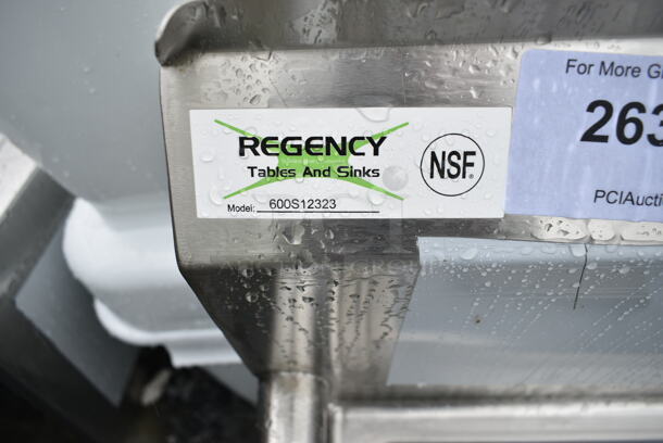 BRAND NEW SCRATCH AND DENT! Regency 600S12323 28" 16-Gauge Stainless Steel One Compartment Commercial Sink with Galvanized Steel Legs and without Drainboard - 23" x 23" x 12" Bowl - Image 6 of 6