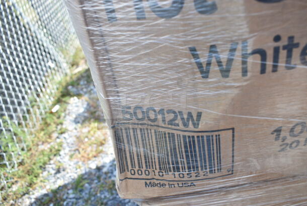 PALLET LOT of 31 BRAND NEW Boxes Including 95HT1R Dart 95HT1R 9 1/2" x 9" x 3" White Foam Square Take Out Container with Hinged Lid - 200/Case, 626NSL Solo 626NSL Prima PET Plastic Cold Cup Strawless Lid - 1000/Case, 433TRAYT0608 EcoChoice 8" x 6" Molded Fiber / Pulp Rectangular Tray - 500/Case, 451204C Polar Tech Thermo Chill Insulated Shipping Box with Foam Container 8" x 6" x 4 1/4" - 12/Case, 50012W Choice 12 oz. White Poly Paper Hot Cup - 1000/Case, 500MFT Lavex White M-Fold (Multifold) Towel - 4000/Case, 394365XL Noble Products Powder-Free Disposable Clear Vinyl Gloves for Foodservice - Extra Large - 1000/Case, 2 Box 182RRF14 Choice 10" x 14" Plastic Food Bag On A Roll - 1000/Case, 347WG2P5 Visions 5 oz. Heavy Weight Clear 2-Piece Plastic Wine Goblet - 360/Case, 3 Box 500CC07 Choice 7 oz. Clear PET Plastic Cold Cup - 1000/Case, 4 Box 395TO961 EcoChoice 9" x 6" x 3" Compostable Sugarcane / Bagasse 1 Compartment Take-Out Container - 200/Case, 5001RT800B Lavex 8" White Hardwound Paper Towel, 800 Feet / Roll - 6/Case. 31 Times Your Bid!  - Image 6 of 12