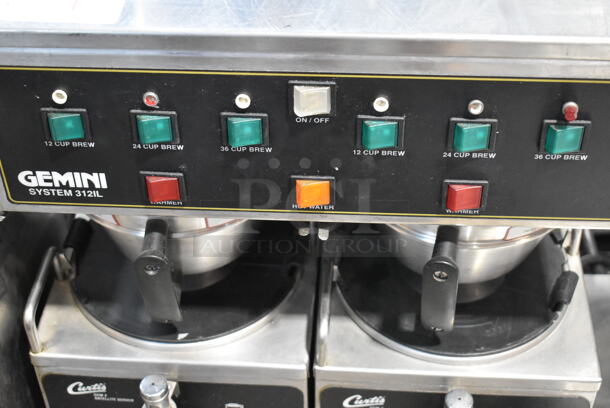 Curtis GEM-312IL-10 Stainless Steel Commercial Double Coffee Machine w/ 2 Server Satellites and 2 Metal Brew Baskets. 220 Volts.  - Image 2 of 7