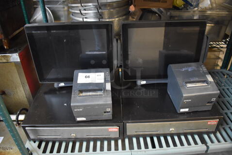 ALL ONE MONEY! Lot of Aures J2 680L 15" POS Monitor, Epson M244A Receipt Printer and Metal Cash Drawer