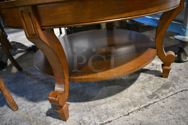 Wood Pattern Round Coffee Table w/ Under Shelf. 35.5x35.5x19 - Image 3 of 3