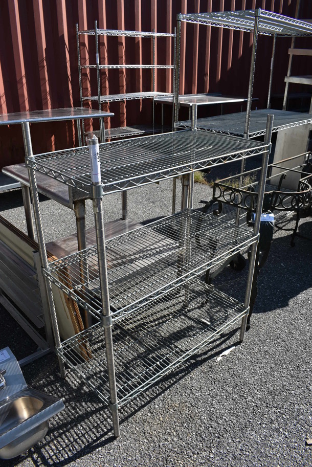 Chrome Finish 3 Tier Shelving Unit. BUYER MUST DISMANTLE. PCI CANNOT DISMANTLE FOR SHIPPING. PLEASE CONSIDER FREIGHT CHARGES. 36x18x48