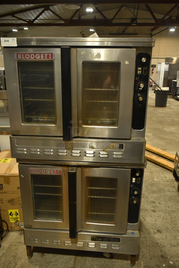 2 Blodgett Stainless Steel Commercial Natural Gas Powered Full Size Convection Ovens w/ View Through Doors, Metal Oven Racks and Thermostatic Controls. 2 Times Your Bid!