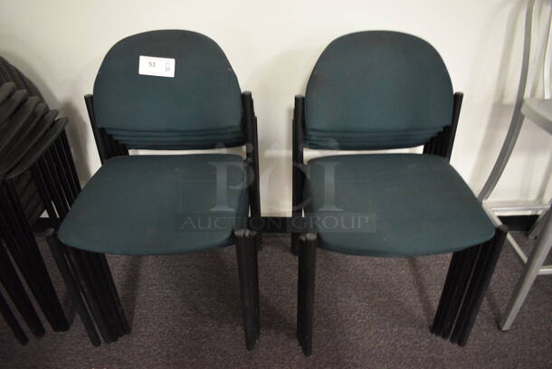 10 Stackable Green Office Chairs. 10 Times Your Bid! (Main Building)