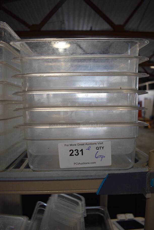 ALL ONE MONEY! Lot of 6 Clear Poly 1/2 Size Drop In Bins! 1/2x4 - Image 1 of 2