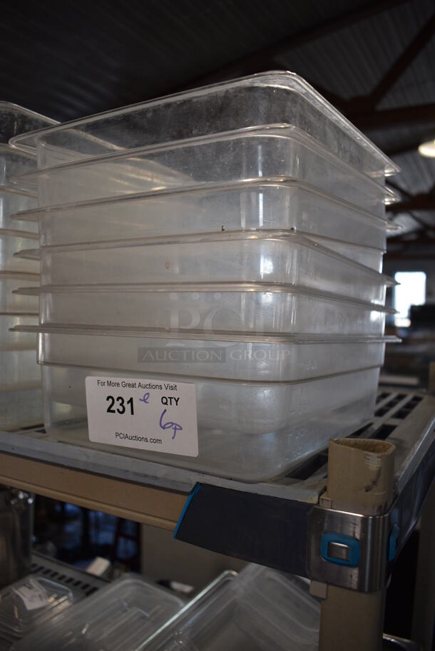 ALL ONE MONEY! Lot of 6 Clear Poly 1/2 Size Drop In Bins! 1/2x4 - Image 2 of 2