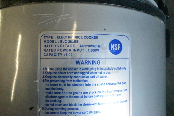 Living Tech BJC-282BE Metal Countertop Rice Cooker. 120 Volts, 1 Phase. Tested and Does Not Power On - Image 7 of 7
