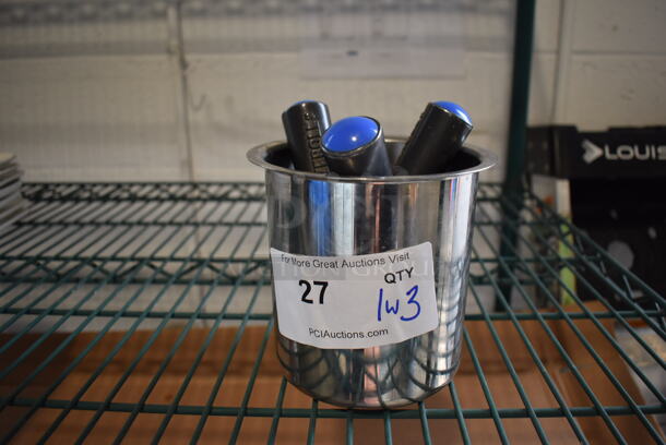 Metal Bin w/ 3 Metal Ice Cream Scoopers. 5.5x5.5x5.5, 7.5" - Image 2 of 3