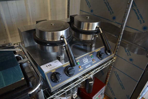 BRAND NEW SCRATCH AND DENT! 2022 Carnival King 382WCM2 Stainless Steel Commercial Countertop Double Waffle Cone Maker. 120 Volts, 1 Phase. Tested and Working! - Image 2 of 6